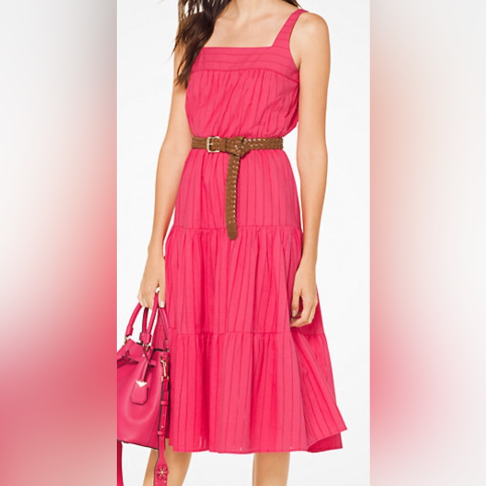 Michael Kors Tiered Eyelet Cotton Midi Dress
